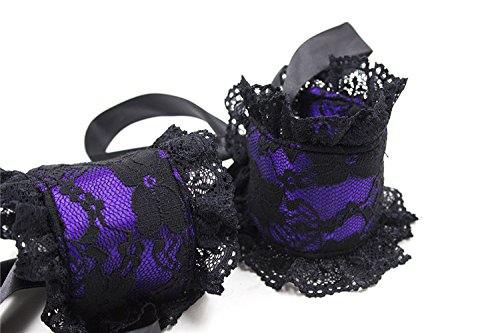 MOJOY Lace Restraints Bondage Kit/Set, Blindfold for Sex with Fetish SM Restraint Handcuffs and Flogger (Purple)
