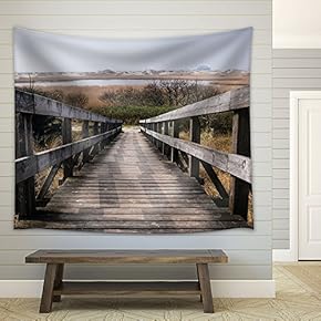 Rustic Wood Staircase in The Wild - Fabric Wall Tapestry Home Decor - 51x60 inches