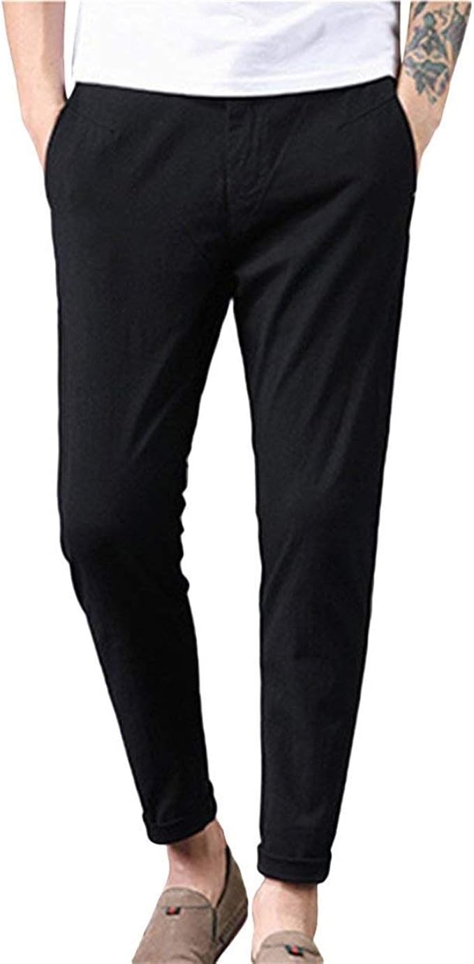 Men's Linen Pants Lightweight Casual Pants Loose Fit Pants Side