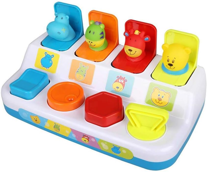 IHOMYIPET Pop-Up Pals – Color Sorting Animal Push & Pop Up Toy for Kids 18 Months + (Muticolor)
