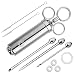 JY COOKMENT Meat Injector Syringe 2-oz Marinade Flavor Barrel 304 Stainless Steel with 3 Professional Needles 2 Cleaning Brushes and 4 Silicone O-Rings primary