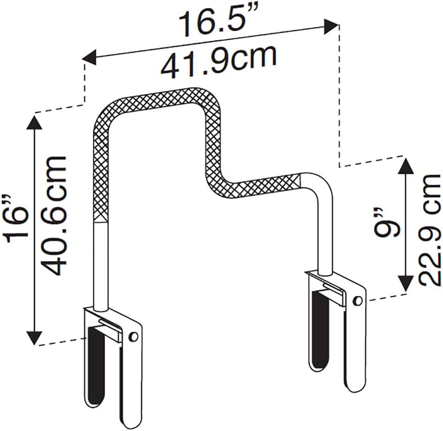 Carex Tri-Grip Bathtub Rail with Chrome Finish - Bathtub Grab Bar Safety Bar For Seniors and Handicap - For Assistance Getting In and Out of Tub, Easy to Install on Most Tubs: Health & Personal Care