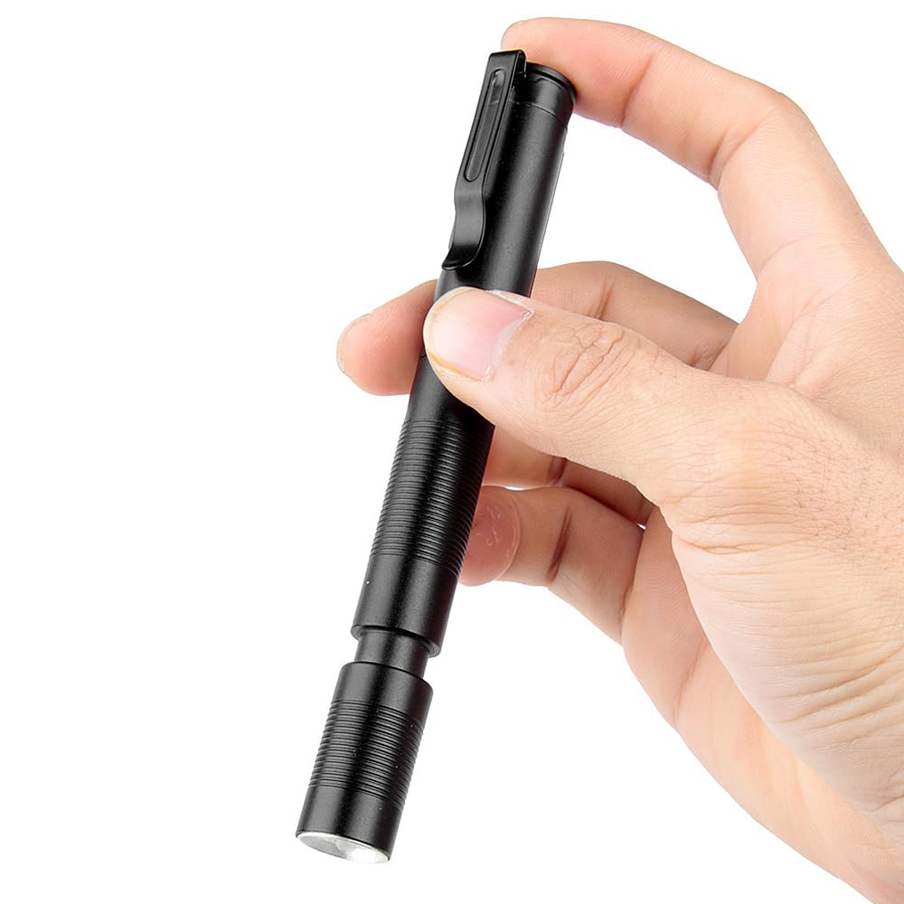 POCKETMAN LED Pen Torch Mini Flashlight Pocket Clip Waterproof Powered by by Type-C USB Charging for Outdoor Gear for Hiking, Camping, Hunting, Fishing (1 Pack)
