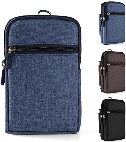 Universal Outdoor Belt Clip Pouch Large Waist Purse Compatible for LG V40 ThinQ/Q Stylus/Stylo 4 / Huawei Mate 20 Pro / P20 Pro/Mate 10 (Blue)