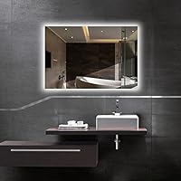 Hans& Alice LED Backlit Mirror, Bathroom Lighted Makeup Mirror-Dimmable, Anti Fog, Touch Screen and 90+ CRI (32