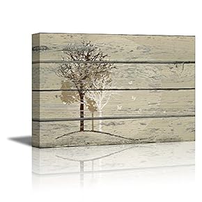 Abstract Trees on Vintage Wood Background