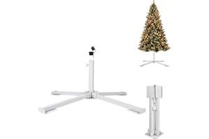 YUZUHOME Christmas Tree Stand for Live Tree, Folding Artificial Christmas Tree Base Holder Fits for 5Ft to 7.5Ft Christmas Tree, Fits 1-1.4Inch Tree Pole, White