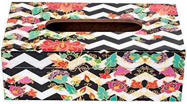 Creative Jack Floral Print Black & White Wooden Tissue Box