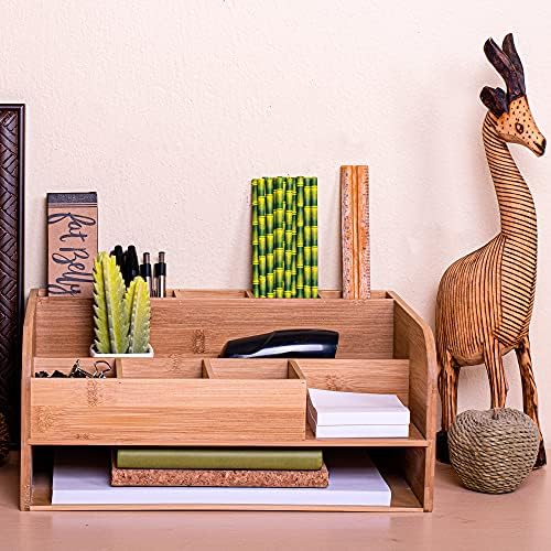 Organize Your Workspace with Bamboo Desk Organizer and File Storage Solution