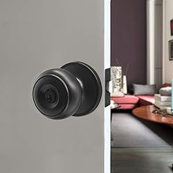 Probrico Black Entry Door Knob with Lock, Keyed