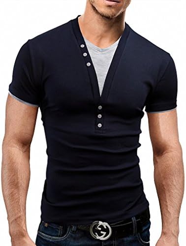 GHSYslow Men's Bape Short Sleeve Fitness Casual Tops Button Design Mens Clothing
