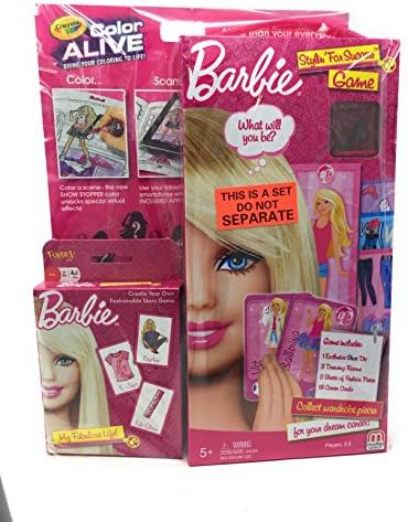 Barbie Games And Coloring Book Pack Includes Crayola Color Alive Set Plus My Fabulous Life And Stylin For Success Games - 3 Item Bundle