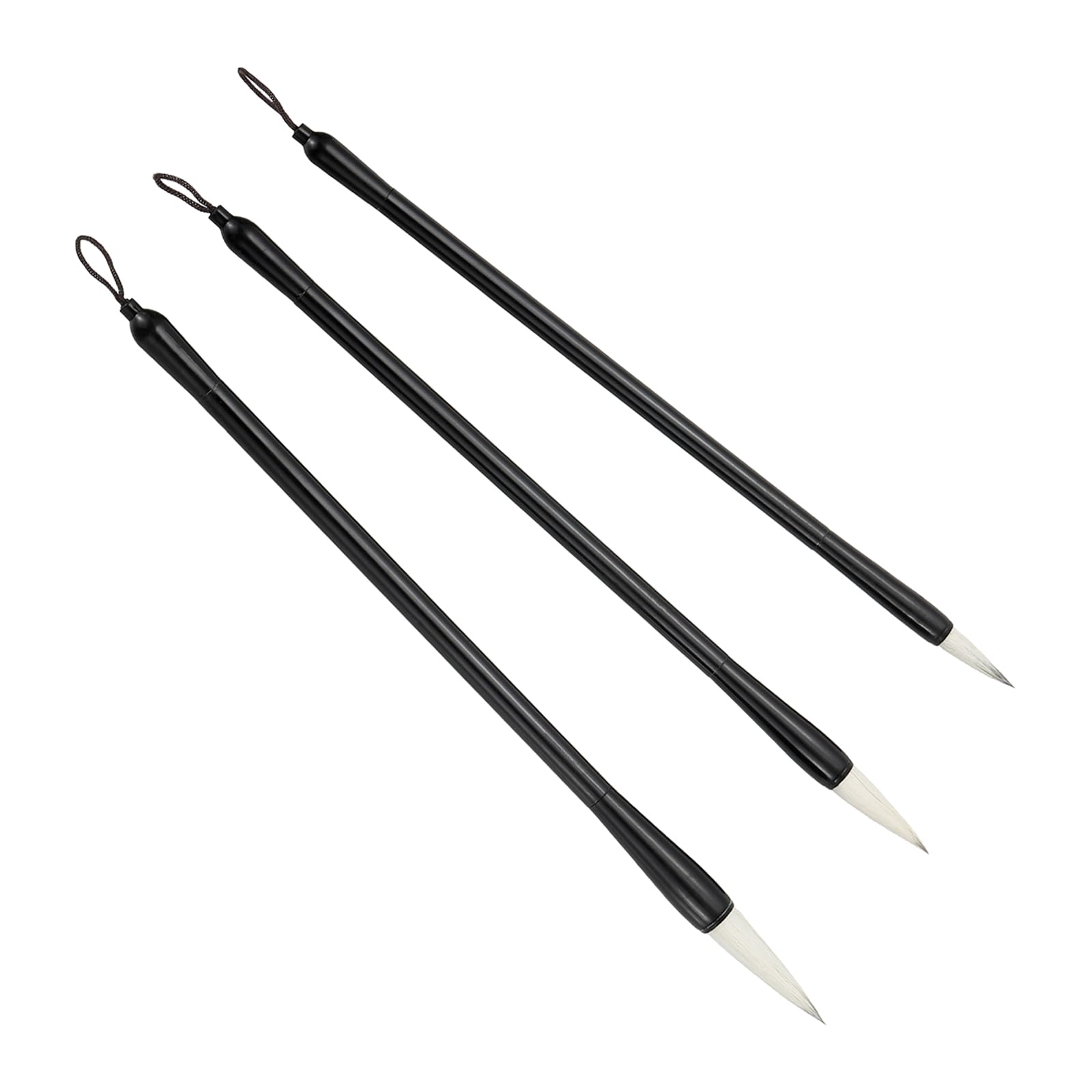 PATIKIL Calligraphy Brush, 3 Pack Watercolor Ink Painting Calligraphy Writing Brush Drawing Art Brush Aluminum Rod Handle for Beginner 3 Size Kit, Grey White