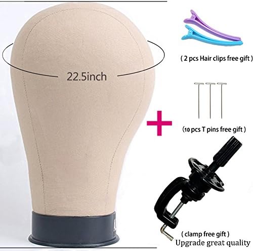 21"-24" Size Professional Mannequin Canvas Cork Block Head Wig Toupee Display Style Dry Dye With Mount Hole Circumference 22.5"