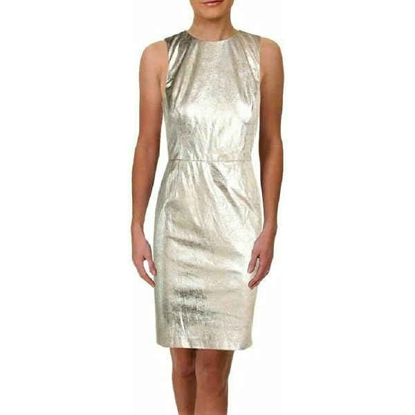 lauren ralph lauren metallic sheath dress Lauren Ralph Lauren Metallic Chiffon Scoop Neck Sleeveless A-Line Dress, Womens, 10, Black/Antique Gold