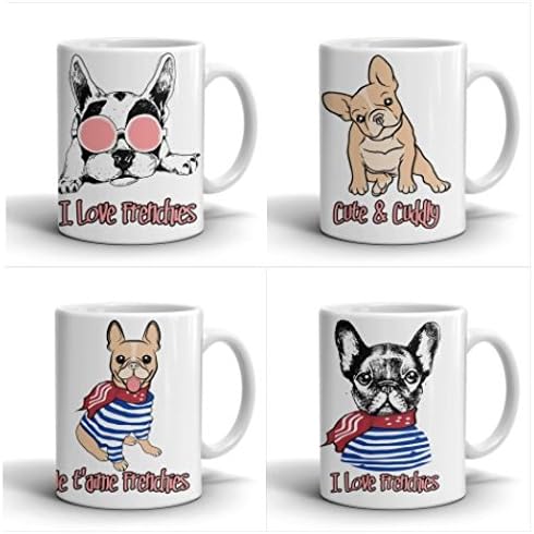 French Bulldog Mugs - Exclusive Limited Edition French Bulldog Mug Set, Perfect French Bulldog Gift, 11oz Ceramic Mugs Made In USA.