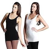 NikiBiki OneSize SEAMLESS Nylon/Spandex Jersey Tank Top (2pack Black+White, One Size)