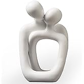 BANOMII Abstract Couple Statue, Minimalist Couples Bedroom Decor, White Hugging Lovers Sculptures Modern Home Office Decor Accents for Nightstand & Dresser, Shelf Decorations Aesthetic, Gift