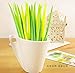 Yansanido Fluent Writting Pen, 12 Pcs 0.38 mm Black Ink Grass Shape Rolling Ball Cute Gel Ink Pen for Student and School Office Supplies (Grass)
