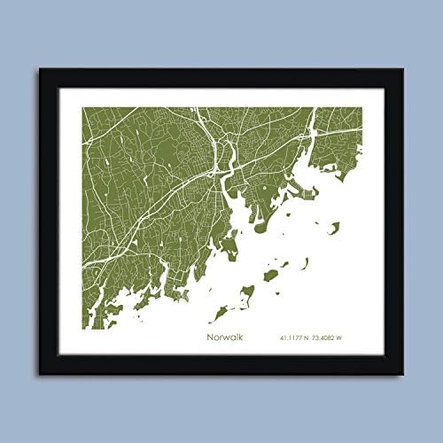 Norwalk map, Norwalk map art, Norwalk wall art poster, Norwalk decorative map