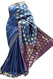 Krishna Sarees Women's ASB3430 Teal and Purple Art Silk Saree Unstitched Blouse Piece Teal