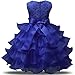 NNJXD Girl Dress Kids Ruffles Lace Party Wedding Dresses Size (90) 12-24 Months Blue