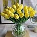 AHXHWKA 30 pcs Real-Touch Artificial Tulip Flowers Home Wedding Party Decor (Yellow)
