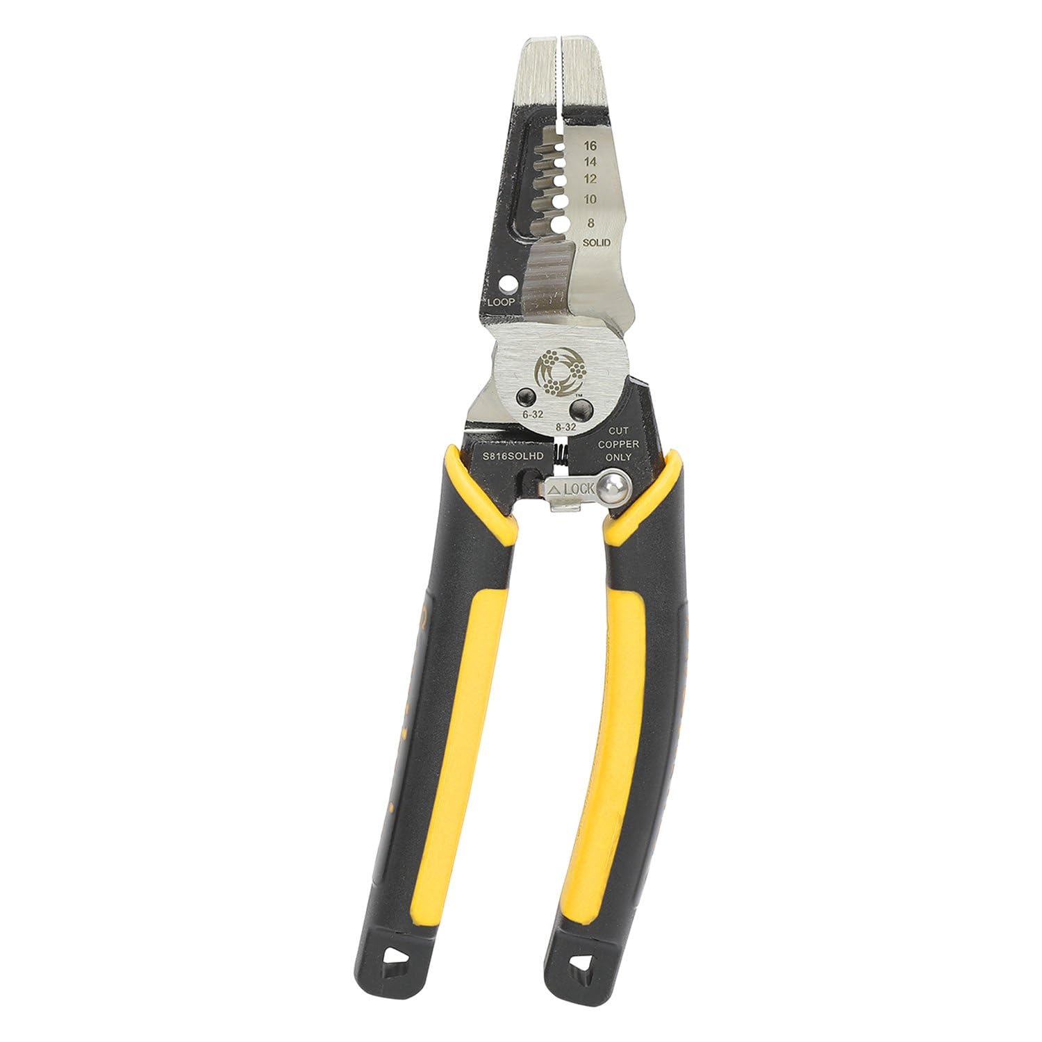 Southwire - 65028140 Tools & Equipment S816SOLHD Forged Wire Stripper: Strips 8-16 AWG SOL and 10-18 AWG STR; Shears 6-32 & 8-32 Bolts; Linesman Head; Heavy Duty Forged Steel
