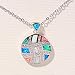 CiNily Opal Necklace,Created Blue Pink White Fire Opal Zircon Women Jewelry Gemstone 14K White Gold Plated Rainbow Pendant Necklace