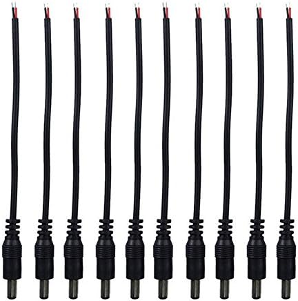 LMID LED Connector Male DC Cable 5.5MM*2.1MM DC Jack Socket Power Adapter Terminal Block Connector Wire for LED Strip Light/CCTV Camera (5PCS Male DC Cable)