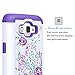 Core Prime Case, Elegant Choise Slim Dual Layer Armor Studded Rhinestone Bling Phone Case Cover with Flower Pattern for Samsung Galaxy Core Prime/Prevail LTE G360 (White+Purple)