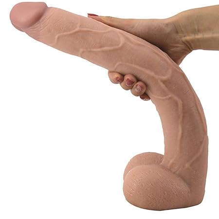 Realistischer Silikon Dildo für Frauen, Hyper Realistisches Erstklassiges Penis-Geschlechts Spielzeug mit Hoden & Saugnapf fü