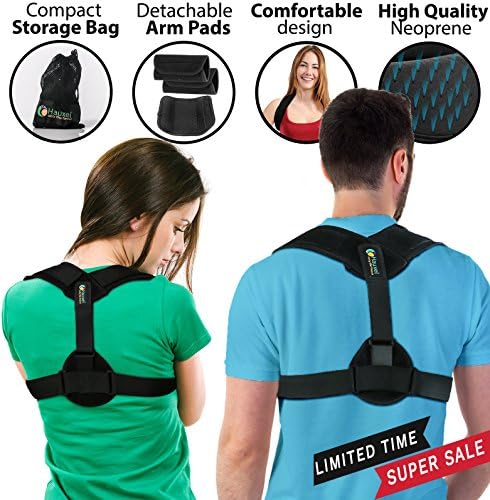 Posture Corrector for Women &amp; Men - Comfortable Adjustable Back Posture Brace &amp; Clavicle Support - Premium Quality - Posture Support for Spine Correction, Realignment, Thoracic Kyphosis &amp; Injury Rehab