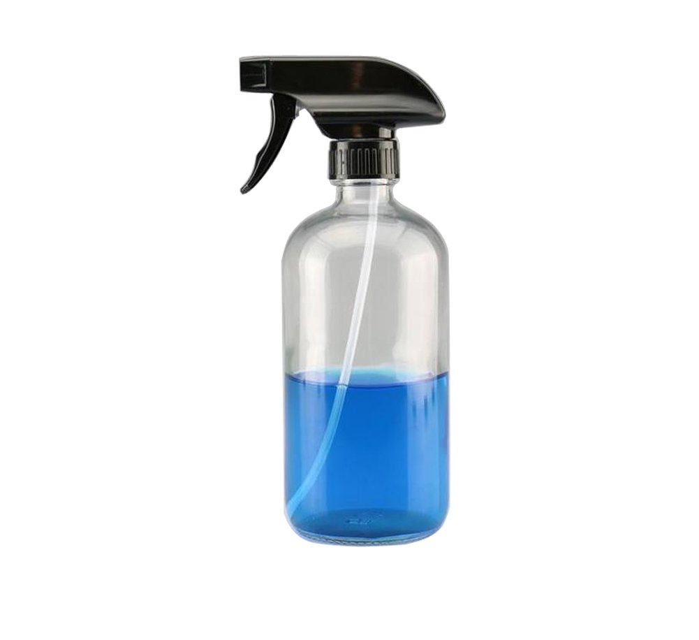 1PCS 250ML/8oz Empty Refill Glass Trigger Boston Spray Bottle Jars Makeup Cosmetic Storage Container for Essential Oil Cleaning Products Perfume Aromatherapy Hairdressing Mist Sprayer(Clear)