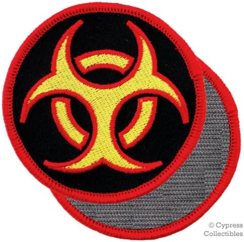BIOHAZARD SYMBOL embroidered PATCH ZOMBIE APOCALYPSE w/ VELCRO Brand Fastener