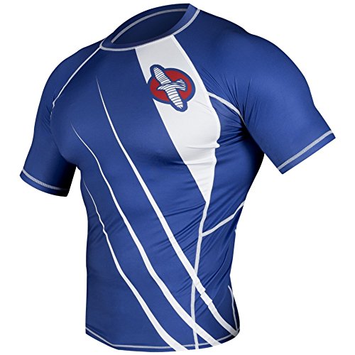 Hayabusa Recast Short Sleeve Rash Guard, Blue/White, Small