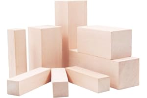 Lulu Home Basswood for Carving, Basswood Carving Whittling Blocks Kit for Beginners, 8 Pieces Smooth Basswood Carving Blocks for Kids and Adults