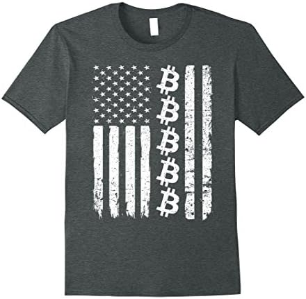 Mens Funny Bitcoin Shirt: Flag Cryptocurrency America | SA219 2XL Dark Heather