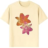 Floerns Girl's 2 Piece Outfits Y2k Graphic Print Drop Shoulder Shirts with Bell Pants Sets