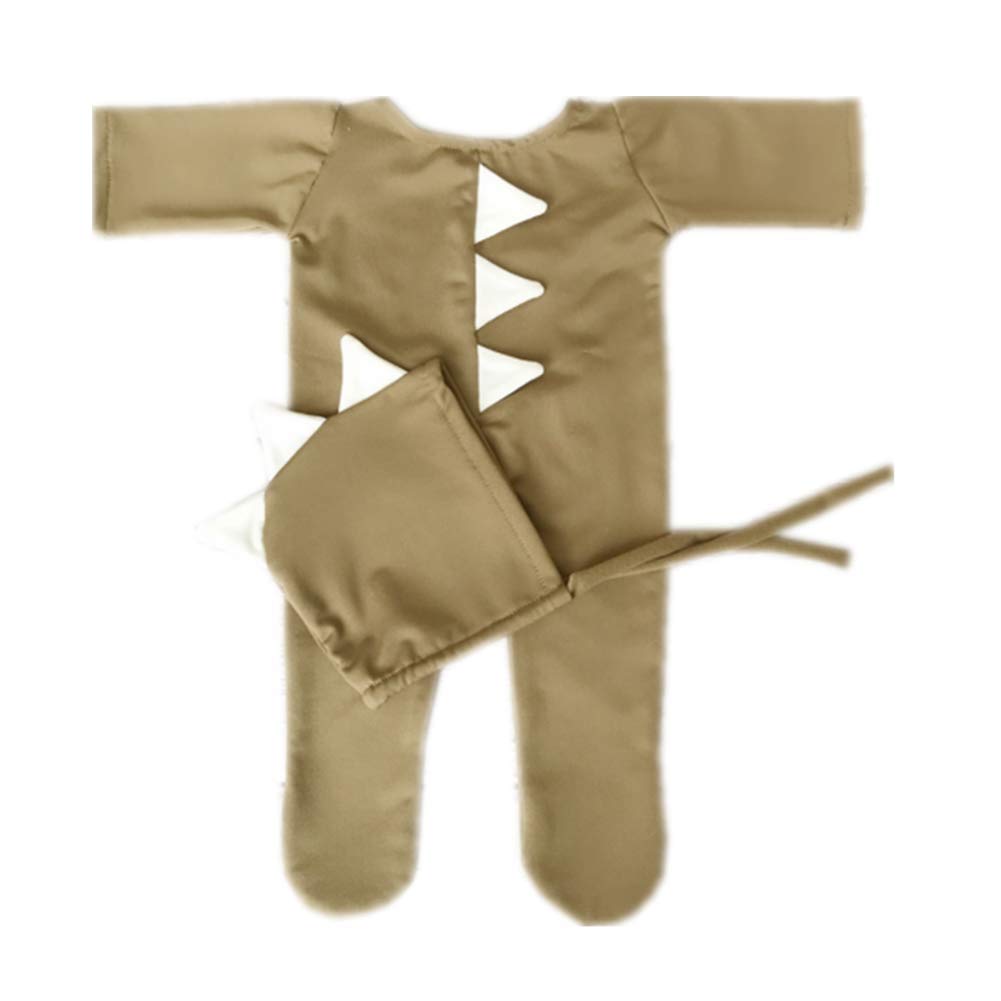 Linberfor Newborn Baby Infant Photography Props Girls Boys Dinosaur Hat with Bodysuits (Brown)