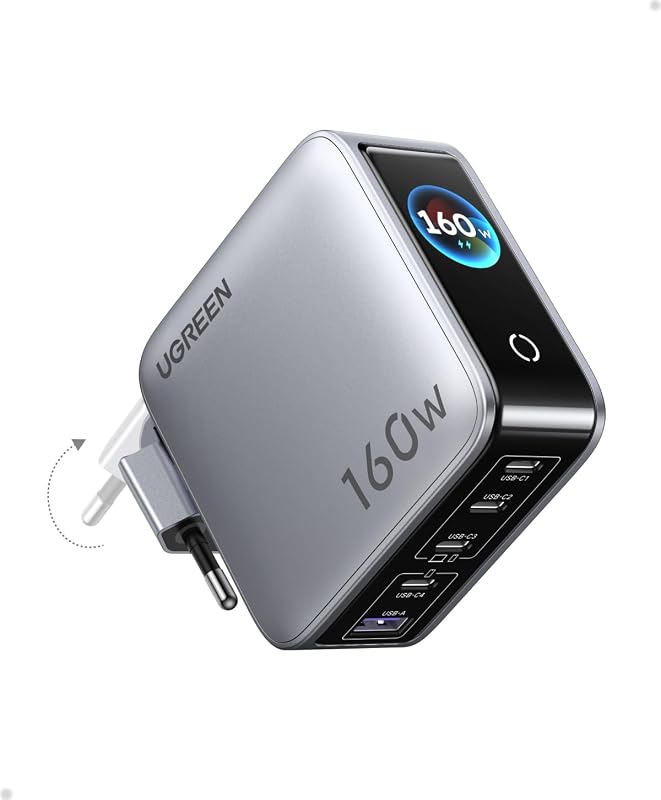 Nexode Pro 160W Chargeur USB C Rapide 5 Ports avec Écran TFT GaN II