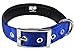 Downtown Pet Supply Deluxe Padded Adjustable Dog Collar - Metal Buckle & D-Ring - Machine Washable & Water Resistant - Blue - L