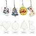 TONAK Unfinished Wood Pieces Wooden Ornaments Christmas Crafts Supplies for Kids Predrilled Blank Hearts Tree Round Wood Slices to Paint DIY Christmas Hanging Decoration 40pcs 3