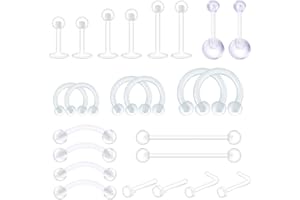 D.Bella 14G 16G 20G Clear Flexible Bioplast Belly Ring Eyebrow Tongue Nipple Barbell Nose Lip Labret Stud Retainer Navel Plas