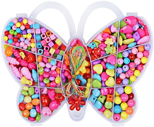 Angielucky Mixed Acrylic Bead Set DIY Jewelry Necklace Bracelet Crafts Educational Toys for Children Girls