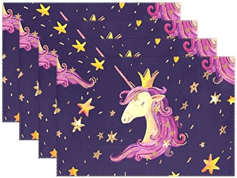 Princess Unicorn Star Pink Place Mat Table Mat for Kitchen Dining Room Heat Insulation Anti-skid Home Decor by MOCK ST Place Mat 12 x 18 inches 1 Piece