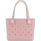 Forrader Rubber Tote Bag Small Beach Bag Waterproof Travel Bags Washable Tote Portable Handbag for Sports Beach Outdoor