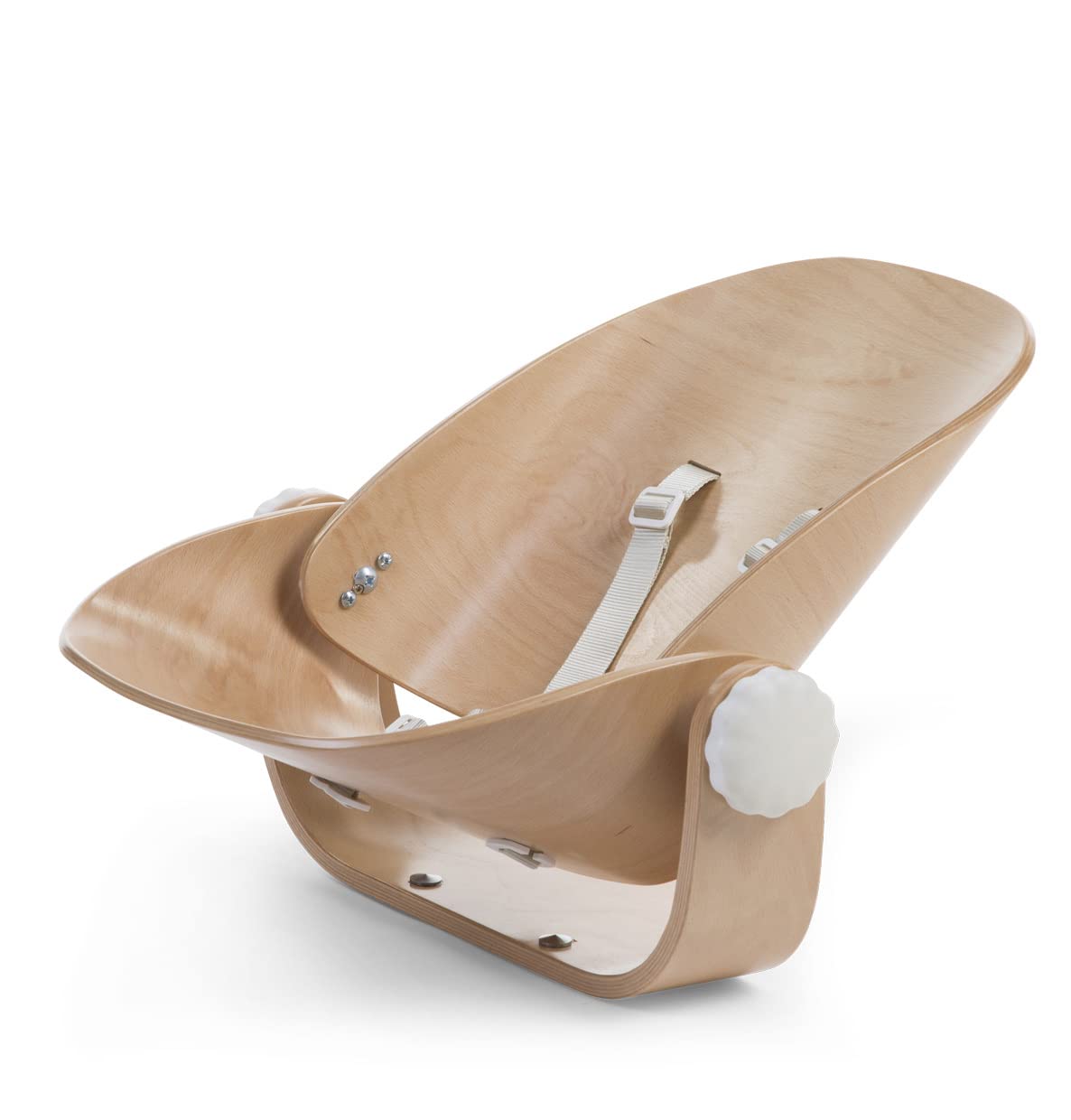 Childhome, High chair/bouncer Newborn seat, Compatible with Evolu 2 High Chair, 5 point safety harness, Several inclinations, Quality materials, Beech wood, Evolu Newborn Seat, Natural wood, White
