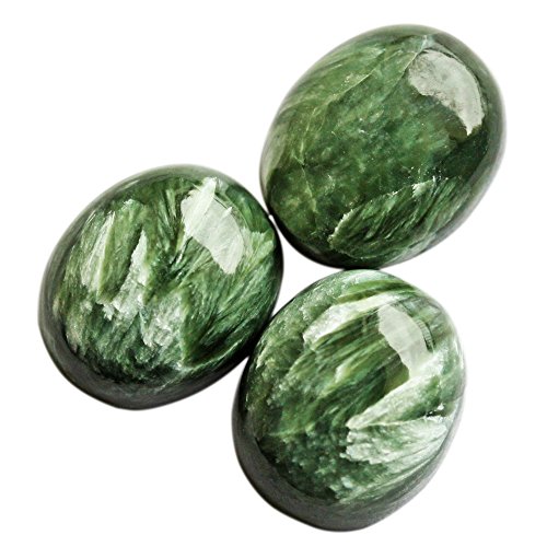 Authentic GemsABC Jewelry Mart 6X8 MM 5 Pcs Lot of Amazing Quality Natural Oval Shape Seraphinite Green Cabochon, Wholesale Price