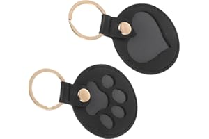 Amaezorx 2pcs Pet Memorial Keychain, Heart and Paw Print PU Leather Keepsake Pendant for Dog Cat Hair Storage, Ashes Holder f